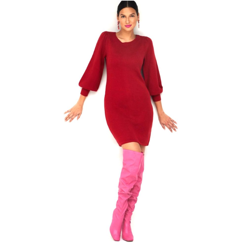 NWT Essential Button Back Red Sweater Dress Size XXL